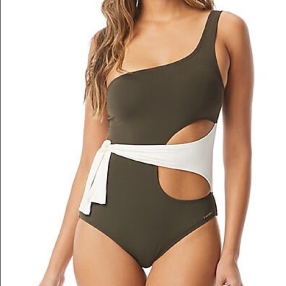 NWOT Vince Camuto One-Shoulder Wrap One-Piece